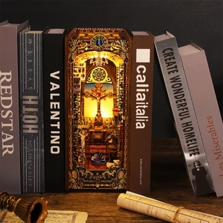 bricolas de madeira miniatura DIY Igreja do Santo Testamento com luzes e movimentos
