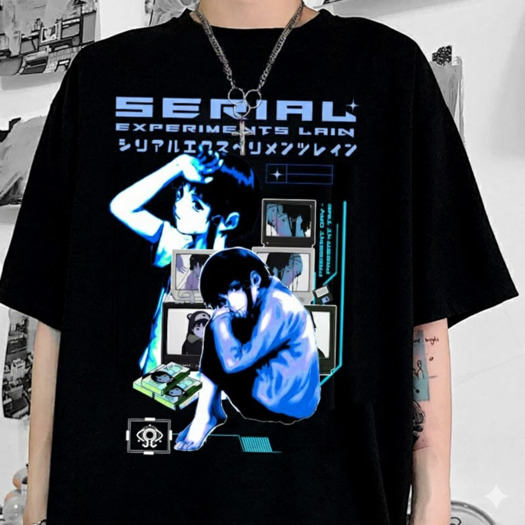 serial experiments lain Tシャツ 4着セット Camiseta T-shirt Unissex Algodão Anime Serial Experiments Lain