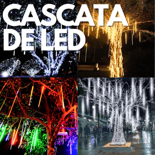 Meteoro Cascata 8 Tubos Pisca Pisca Led Bastão Chuva Luzes Colorido RGB Branco Decoração Natal