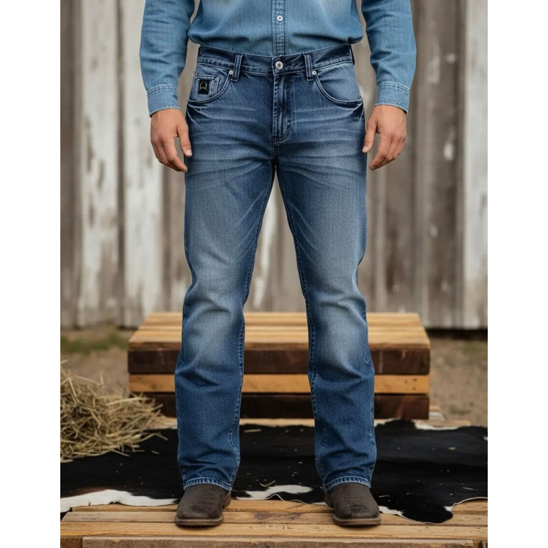 Calça Country Da Cinchh 100% Algodão Jeans Grosso Larga Balão Ariatt ...
