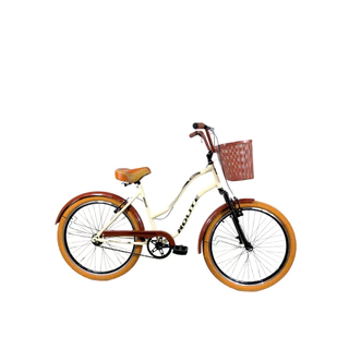 Bicicleta Retrô Aro 26 Beach Route Bike  –BEGE – Com Suspensão Sem Marcha. em Oferta na Shopee