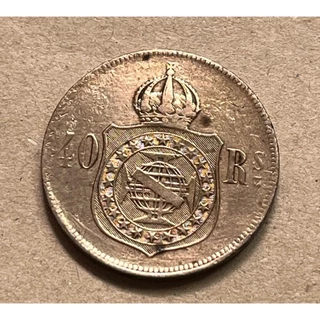 Moeda de 40 Réis 1879 MBC Bronze do Império. Peça de Coleção Escassa para completar Álbum