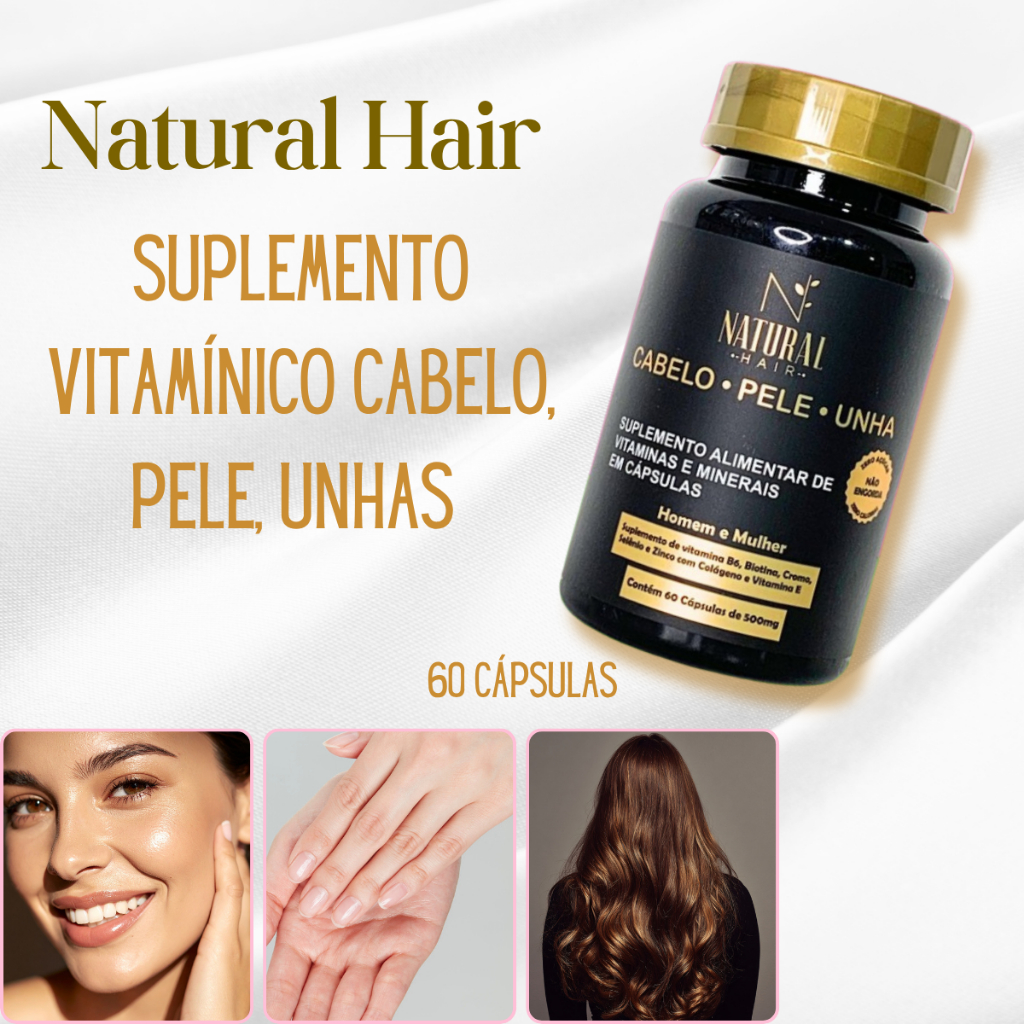 Vitamina para crescimento capilar e combate a queda Natural Hair caps c ...