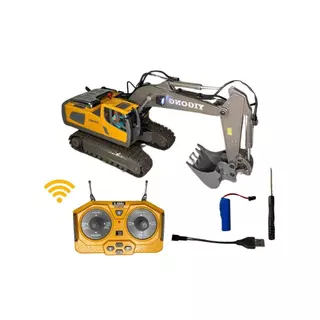 Carrinho Retroescavadeira Controle Remoto Recarregável 9 Funções Elétrica Premium Brinquedo Guedes