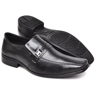 Sapato Social Masculino Couro Preto com Fivela -Confortável e Elegante