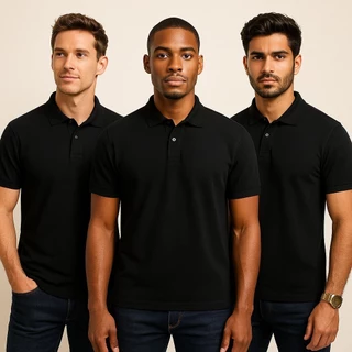 KIT 3 Camisetas Polo Piquet Premium Ocasião Noite e Dia
