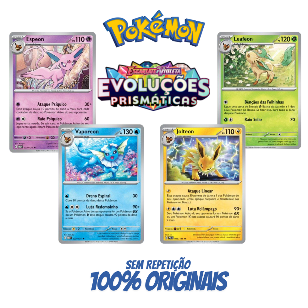 Cartas Pokémon TCG 98 cartas da coleção Evoluções Prismáticas sem ...