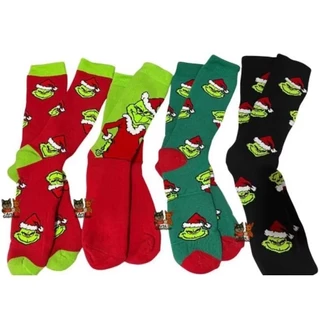 Meia divertida natalina estilo Grinch | Unissex 33 ao 43 | Confortável e criativa