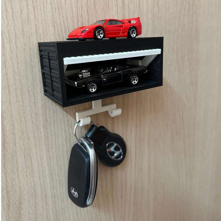 Suporte para chaves suspenso contêiner + garagem de carros decorativo em plástico, para organização