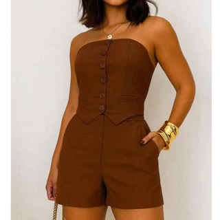 Conjunto TOMARA que CAIA e SHORTS feminino alfaiataria con bolso + cropped