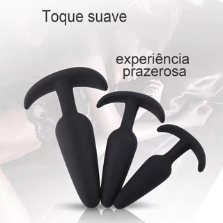 Plug anal de silicone negro em 3 tamanhos para masturbação sexual plug anal em Oferta na Shopee