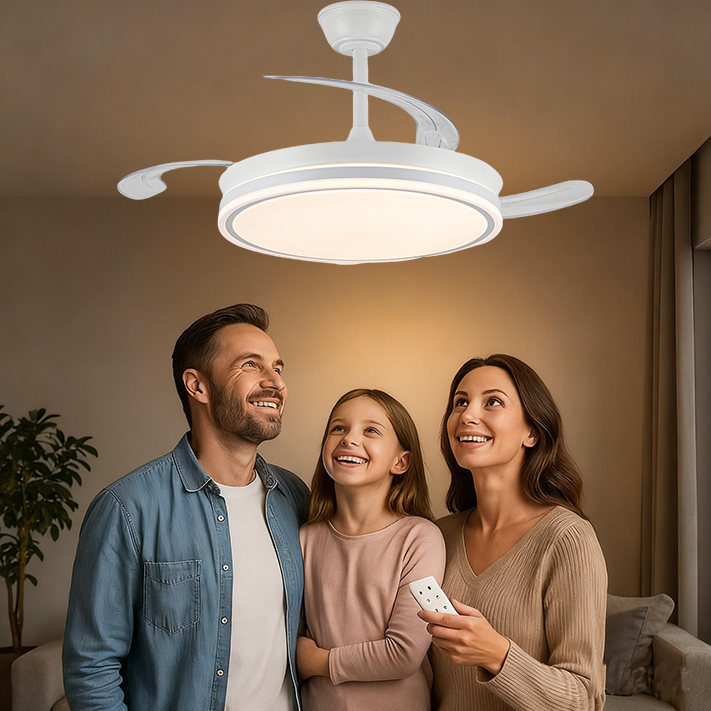 42 Ventilador de Teto Plafon 3 Pás Retrateis Ultra Silencioso LED ...