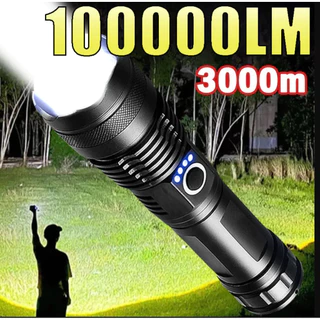 Lanterna Superpotente P50/511 - Zoom Ajustável, À Prova d'Água e Bateria Recarregável