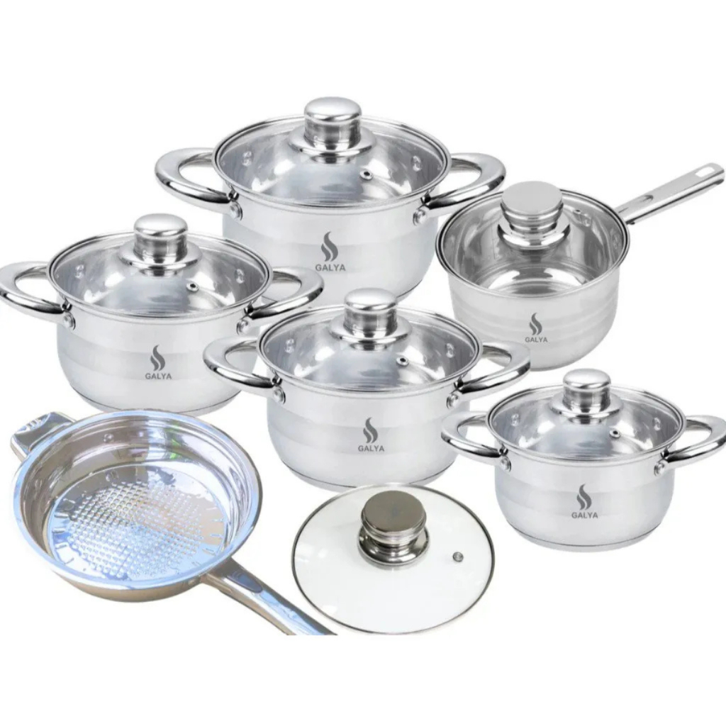 Jogo De Panelas Galya 12 Peças Inox Compatível fogão Indução e Gás
