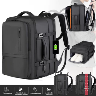 Mochila Expansível Multifuncional com USB e Compartimento para Computador – Grande Capacidade e Leveza para Viagens