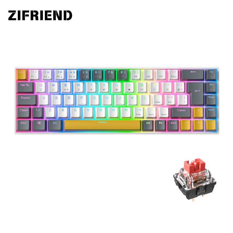 ZIFRIEND TK68 Teclado Mecânico 60% ABNT2 Com Fio Gamer Escritório