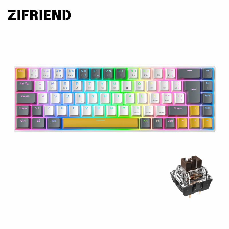 ZIFRIEND TK68 Teclado Mecânico 60% ABNT2 Com Fio Gamer Escritório
