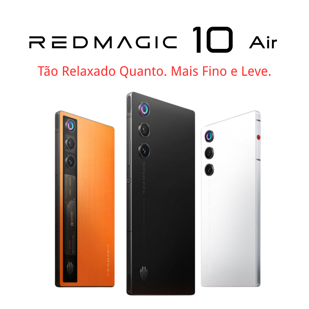 REDMAGIC 10 Air Celular Gamer, 12/16GB+256/512GB Preto/Branco