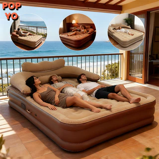 Colchão Inflável Casal Automático 205×182×75cm com Bateria 4000mAh e Encosto – POPYO