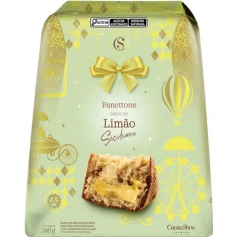 Panetone limão siciliano 580g Cacau show | Shopee Brasil