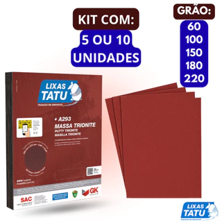 Kit 10 Lixa de Massa De Parede Para Reboco ou Madeira 60/100/150/180/220