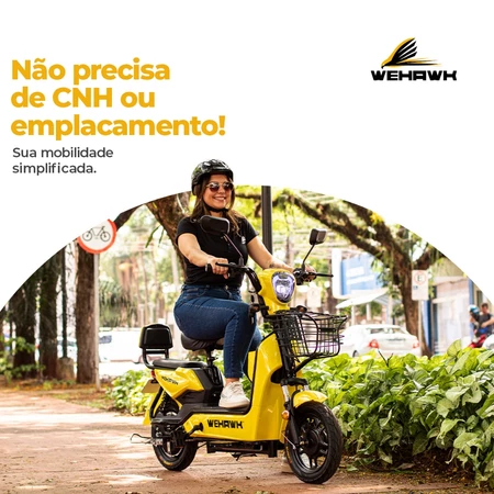 Bicicleta Scooter Elétrica WeHawk 500W Basket WX-03 – Sem CNH, Bateria Removível