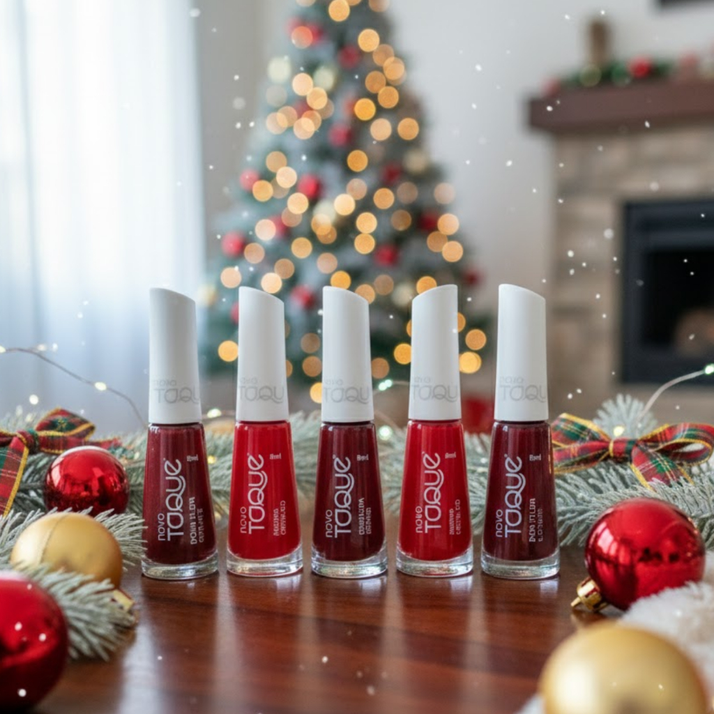 Kit 5 Esmaltes Novo Toque Tons Vermelhos de Natal Fim de Ano Cores ...