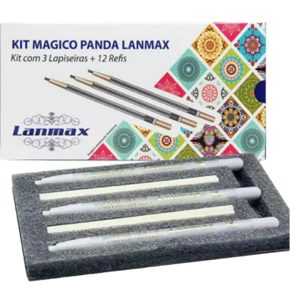 Kit Giz Mágico Panda Lanmax 3 Lapiseiras e 12 Refis | Shopee Brasil