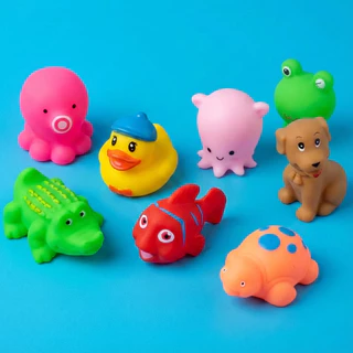 Kit 6/8 Bichinhos Para Banheira Banho Brinquedo Interativo Flutua Na Água Patinho Peixe