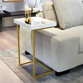 Mesa de Apoio Lateral Luxo com Espelho – Mesa Sofá Decorativa Moderna e Funcionalíssima 2