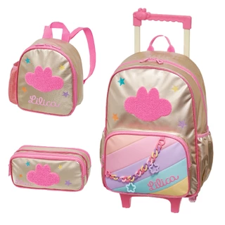 Kit Mochila Lilica Ripilica Rodinha Lanche Estojo Happy Days em Oferta na Shopee