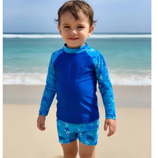 Conjunto Sunga Boxer Infantil e Blusa proteção uv+ térmica moda praia menino