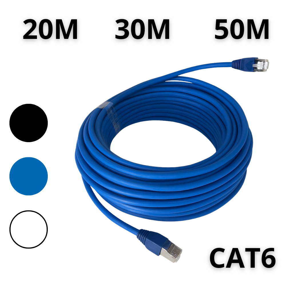 Cabo de Rede Cat6 20/30/50 Metros Crimpado com Conector RJ45 Blindado ...