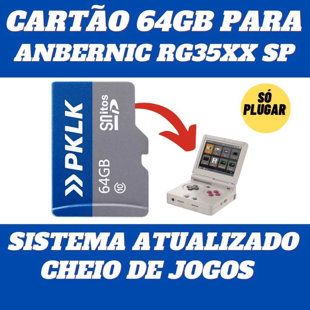 Cartão 64GB Com Sistema Atualizado + Jogos Para Portátil Anbernic