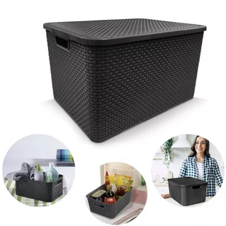 Kit de Caixas Organizadoras Rattan 7 Litros C/ Tampa Organizador Multiuso e Moderno Cesto Caixa Organizadora Rattan em Oferta na Shopee