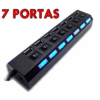 Hub De Usb 7 Portas 2.0 Hd Extensor ultra rapido Pen Drive E LED  Converter Expansor Para Pc Computador Notebook em Oferta na Shopee