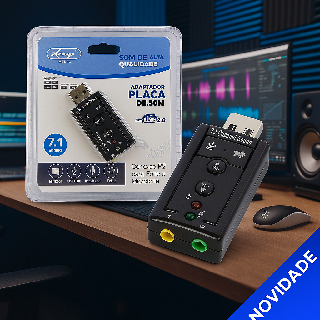 Placa de Som USB Externa 7.1 para PC e Notebook | Shopee Brasil