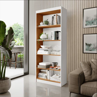 Livreiro Oliveira 175cm 4 Prateleiras Organizador Livros Estante MDF/MDP Multiuso