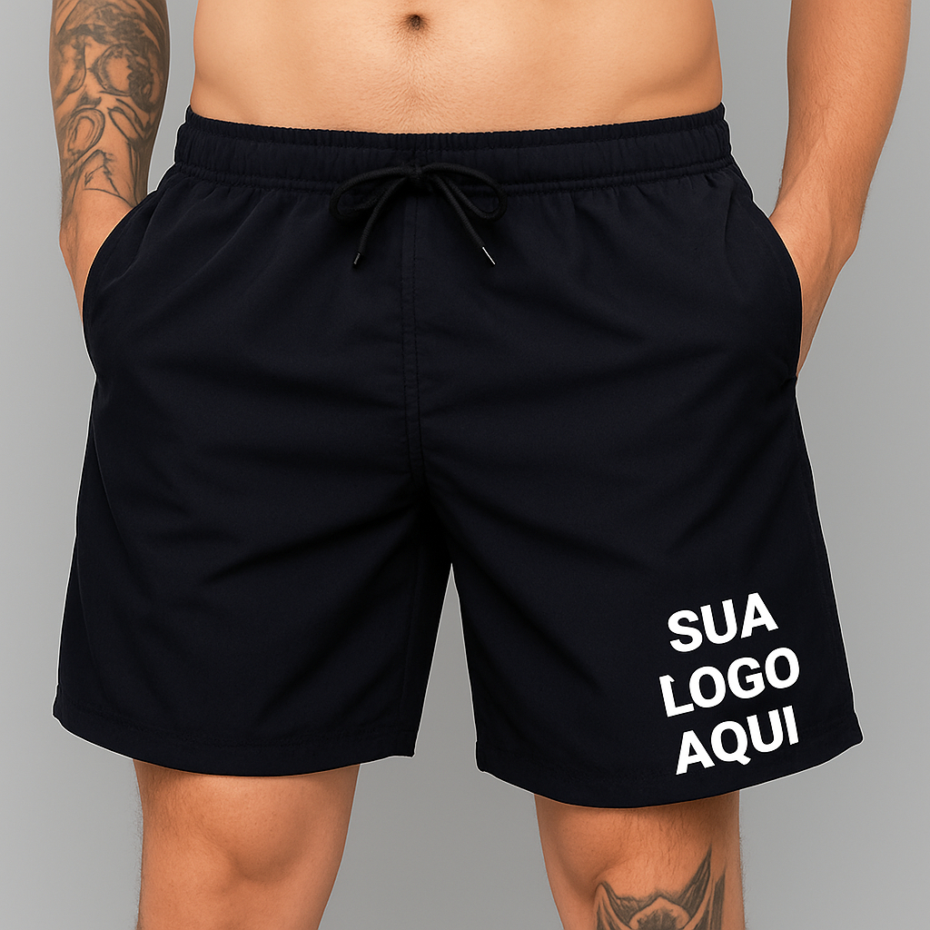 Bermuda Tactel mauricinho Masculina Personalizada Com Sua Logo ou Escudo Tecido Leve Modelo Adulto