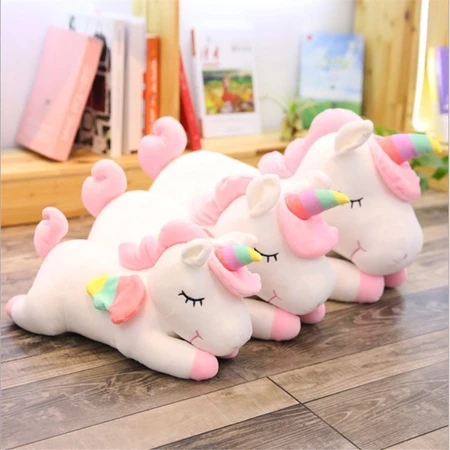 Pelucia Brinquedo Unicornio Almofada Para Presentear Fofo Rosa Branco Kawaii 35cm Menina