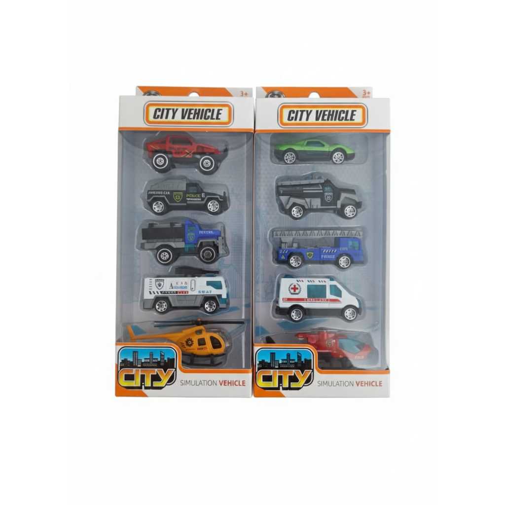 Kit 5 Carrinhos City Vehicle – Mini Veículos + Kit 10 (2 unidades)