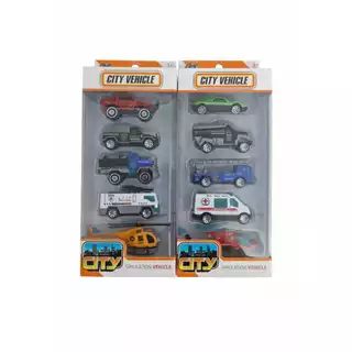 Kit 5 Carrinhos City Vehicle – Mini Veículos + Kit 10 (2 unidades)