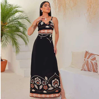 Vestido Longo alcinha Luxo Moda Feminina e Elegante em Oferta na Shopee