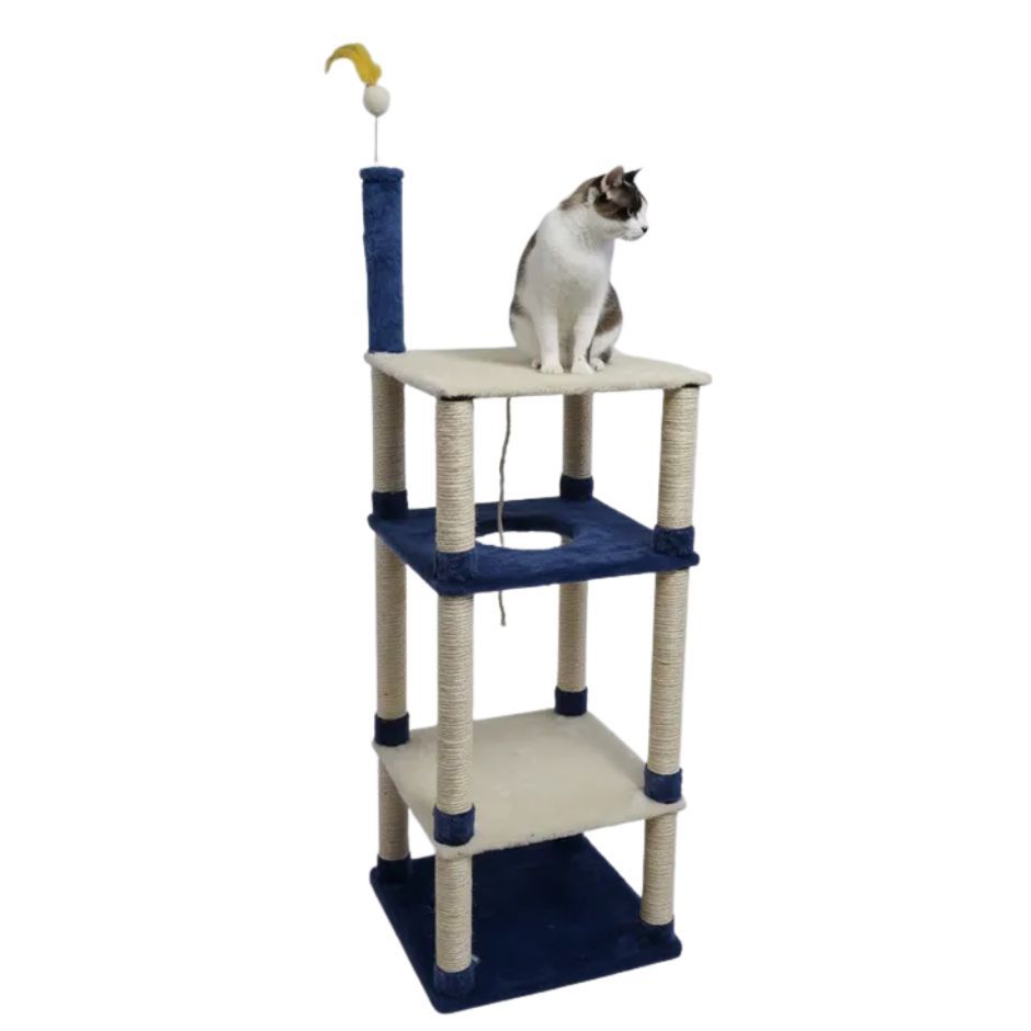 Arranhador Para Gatos prateleira 4 Andares E Brinquedo com mola