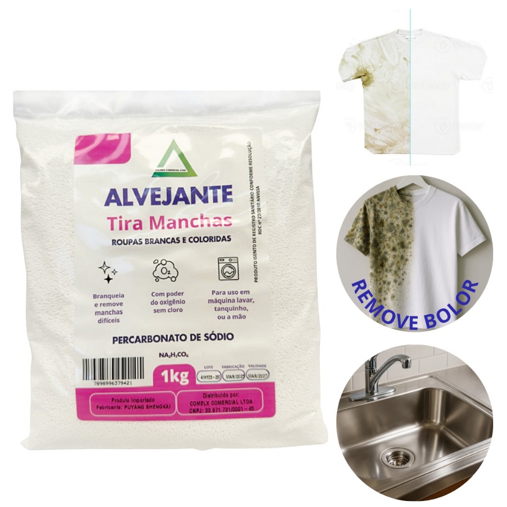 Alvejante Sem Cloro Tira Manchas Poderoso Para Roupas Brancas E ...