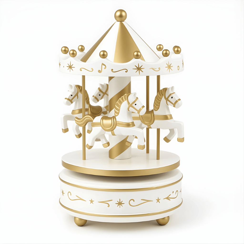 Caixa De Musica Natalino Carrossel 18cm - AMIGOLD / Decoração