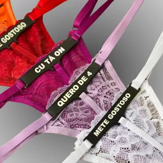 Calcinha Fio Dental com Frase em Neon Que Brilha no Escuro Tanga Sensual Sexy