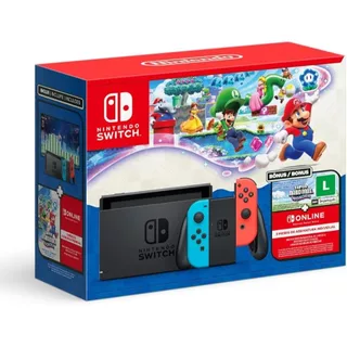 Bundle Nintendo Switch + Super Mario Bros. Wonder + 3 Meses de Assinatura Nintendo Switch Online em Oferta na Shopee