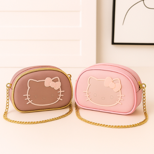 Bolsa Infantil Hello Kitty Feminina Kids Menina Shoulder Bag Rosa com Glitter Presente Infantil