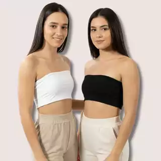 Kit 2 Top Faixa Básico Preto E Branco Tomara Que Caia